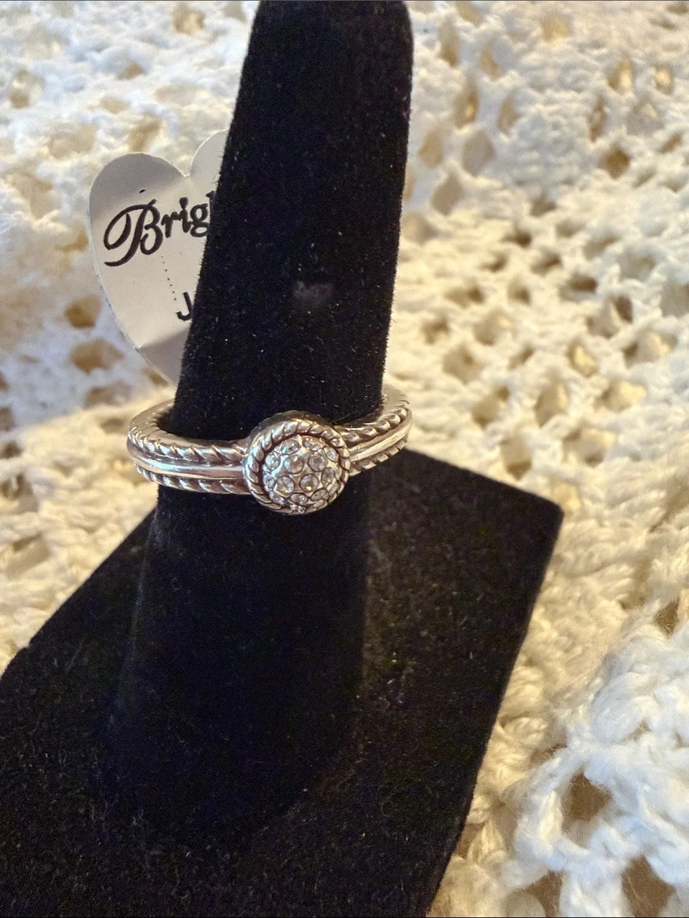 Brighton Silver Crystal Pave Disc Stackable Ring - Picture 1 of 12